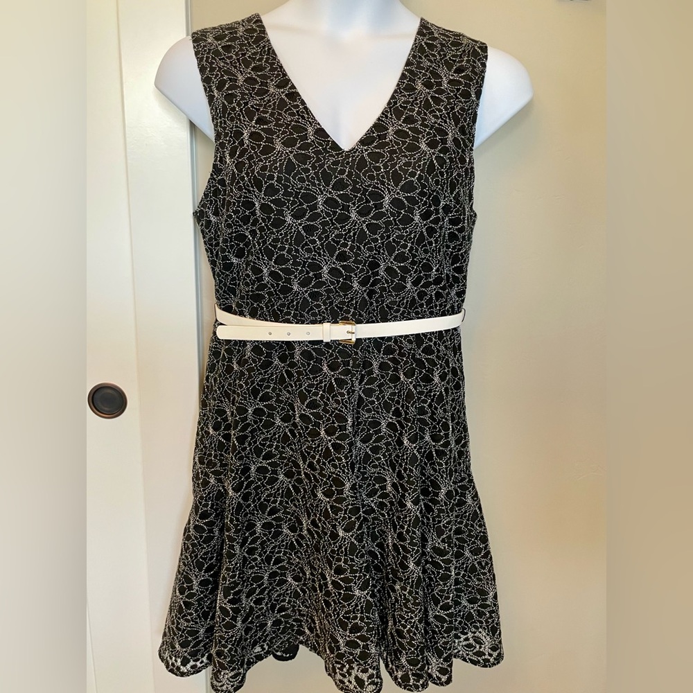 Tommy Hilfiger sleeveless black dress with white embroidery